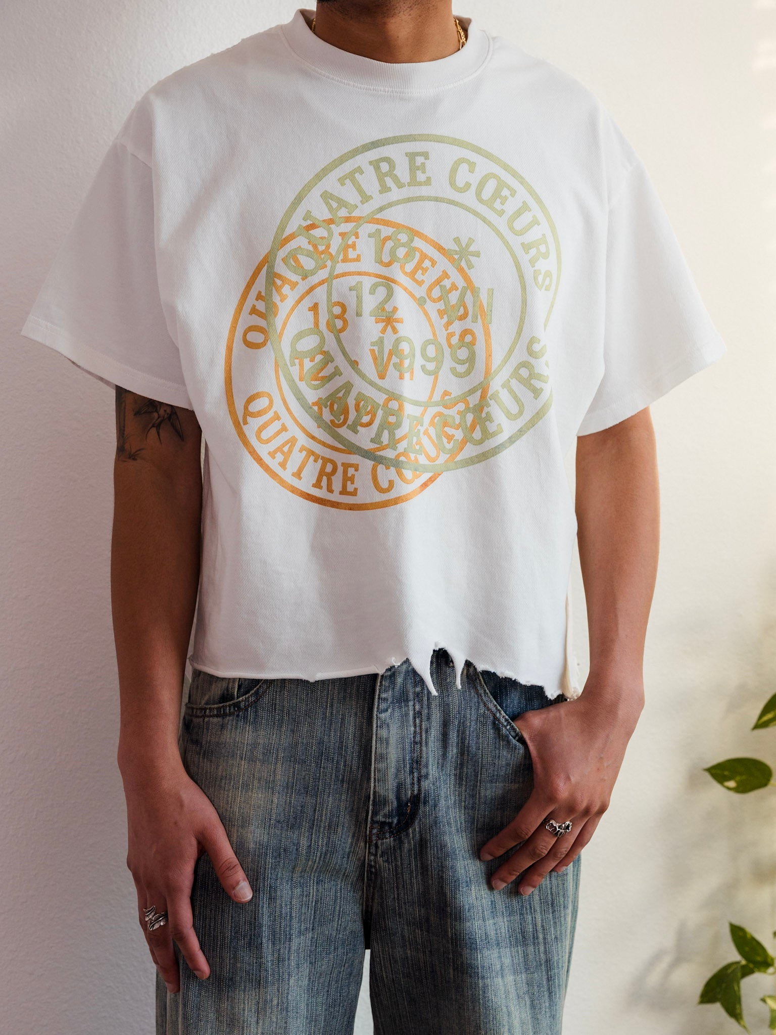 Quatre Cœurs Distressed T-Shirt